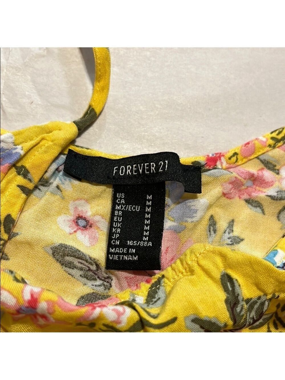 EUC Forever 21 Pink and Yellow Ruched Camisole Top - Picture 2 of 4